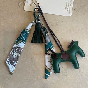 NWT Horse Tassel Bag Charm / Keychain • Scarf Detail • Green